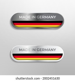 Made in Germany Label, Symbol or Logo Luxury Glossy Grey and White 3D Illustration