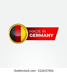 Made in Germany etiqueta de ilustración vectorial, diseño de pegatinas de señas de marca para promoción de medios de productos