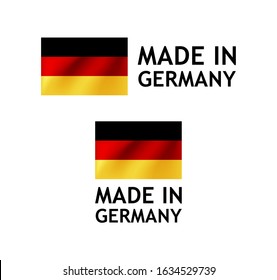 Made in Germany Label, Vector Tag template with Deutsch Flag isolated on white.