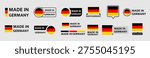 Made in Germany Labels Set - German Flag Badges and Stickers Collection Vector Illustration