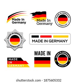 made in Germany labels set, German product emblem, tag warranty vector set design element quality badge stickers