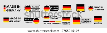 Made in Germany Labels Set - German Flag Badges and Stickers Collection Vector Illustration