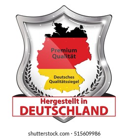 Made in Germany, Premium Quality, Original Product (German language) shield shape icon