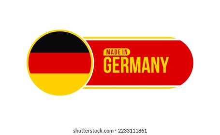Hecho en Alemania. Etiqueta de embalaje del producto con la bandera alemana. Ilustración del vector