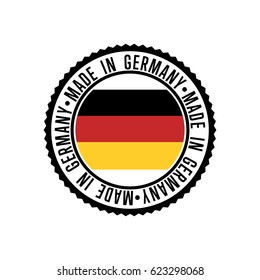 Made in Germany round rubber stamp for products vector illustration isolated on white background. Exporting stamp with deutsch flag, certificate element