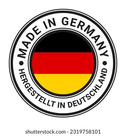 Made In Germany round stamp sticker with German Flag vector illustration