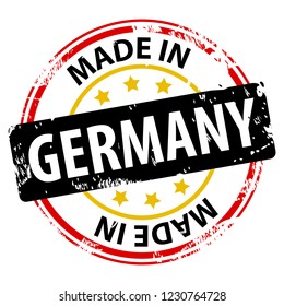 Made in the Germany rubber stamp icon isolated on white background. Manufactured or Produced in Federal Republic of Germany (Bundesrepublik Deutschland, FRG). Vector illustration