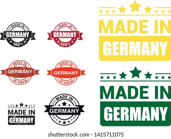 Made in the Germany rubber stamp icon isolated on white background. Manufactured or Produced in Federal Republic of Germany label (Deutschland, FRG). Vector illustration 
