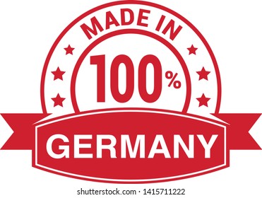 Made in the Germany rubber stamp icon isolated on white background. Manufactured or Produced in Federal Republic of Germany label (Deutschland, FRG). Vector illustration 