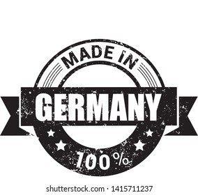 Made in the Germany rubber stamp icon isolated on white background. Manufactured or Produced in Federal Republic of Germany label (Deutschland, FRG). Vector illustration 