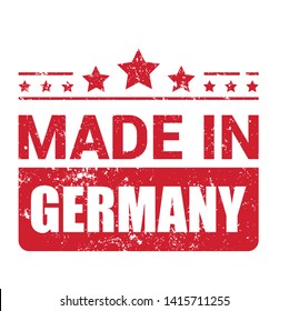 Made in the Germany rubber stamp icon isolated on white background. Manufactured or Produced in Federal Republic of Germany label (Deutschland, FRG). Vector illustration 