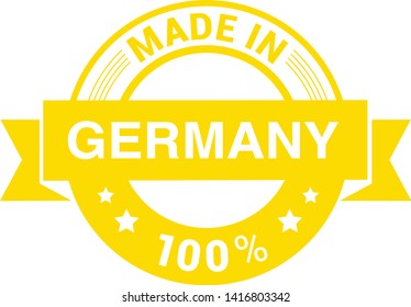Made in the Germany rubber stamp icon isolated on white background. Manufactured or Produced in Federal Republic of Germany label (Deutschland, FRG). Vector illustration 
