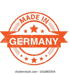 Made in the Germany rubber stamp icon isolated on white background. Manufactured or Produced in Federal Republic of Germany label (Deutschland, FRG). Vector illustration 
