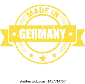Made in the Germany rubber stamp icon isolated on white background. Manufactured or Produced in Federal Republic of Germany label (Deutschland, FRG). Vector illustration 
