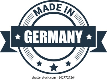 Made in the Germany rubber stamp icon isolated on white background. Manufactured or Produced in Federal Republic of Germany label (Deutschland, FRG). Vector illustration 
