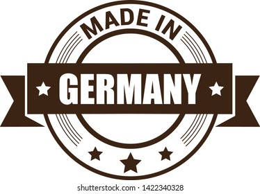 Made in the Germany rubber stamp icon isolated on white background. Manufactured or Produced in Federal Republic of Germany label (Deutschland, FRG). Vector illustration 
