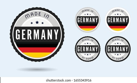 Made in Germany. Set of labels and badges. Merchandise tag with German flag.