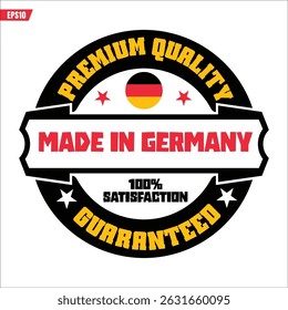 Made in Germany Sign. Product Labels, stickers. German flag icon, logo. Vector illustration