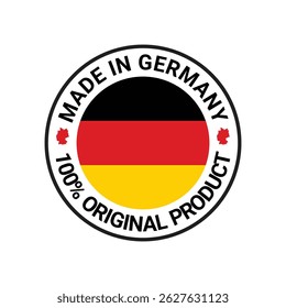 made in germany stamp circle design with flag element	
