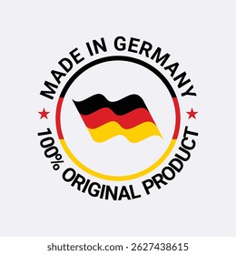 made in germany stamp circle logo vector design with flag element	