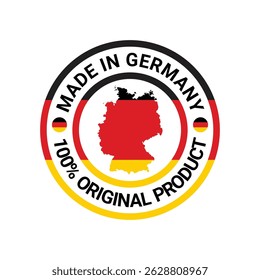 made in germany stamp circle logo vector design with map and flag element	