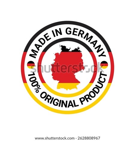 made in germany stamp circle logo vector design with map and flag element	
