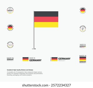 Made in Germany Stamps, Flag, Tags, labels, Seals, Icons. Creative Designs for Branding and Packaging