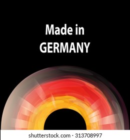 Made in Germany tag. German flag on black background.
