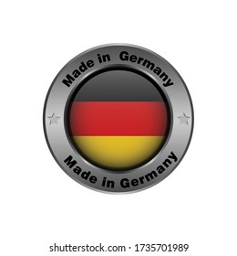 Hecho en Alemania, etiqueta. Diseño vectorial aislado en fondo blanco. Hecho en Alemania, etiqueta de comercialización.