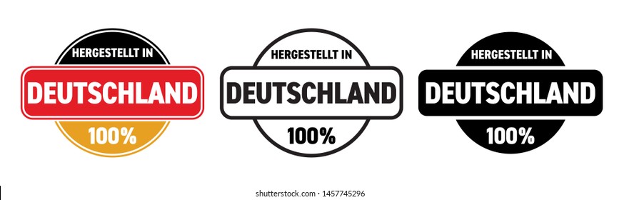 Made in Germany vector icon. Hergestellt in Deutschland, German made quality product label, 100 percent package logo stamp