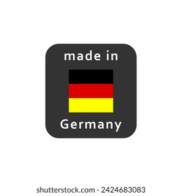 Made in Germany. Vector label. Labels, stickers, pointer, badge, symbol and page curl with German flag icon.