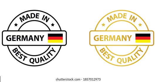 hergestellt in Deutschland, Vektorstempel. Gepäckstück mit deutscher Flagge