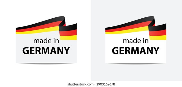 hergestellt in Deutschland, Vektorstempel. Gepäckstück mit deutscher Flagge