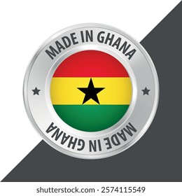 Made in Ghana badge logo flag sticker 3d vector illustration isolated on white