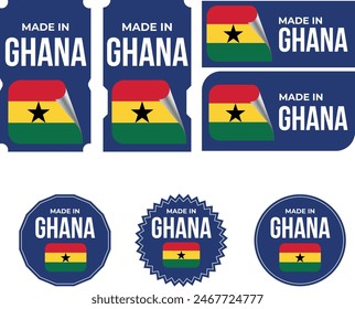 Made in Ghana. Ghana flag, Tag, Seal, Stamp, Flag, Icon vector