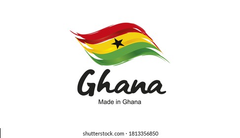 Made in Ghana handwritten flag ribbon typography lettering logo label banner