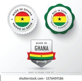 Made in Ghana icon set isolated on white background ,for infographics and banner templates : Vector Illustration