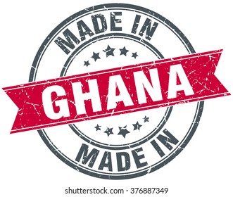 Made Ghana Red Round Vintage Stamp Stock Vector (Royalty Free ...