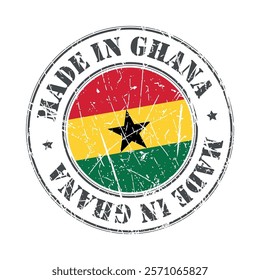 Made in Ghana stamp scratched flag badge logo vector illustration