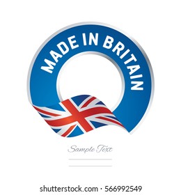 Made in Great Britain flag blue color label button banner