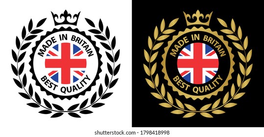 made in Great Britain vector stamp. bagge with Great Britain flag