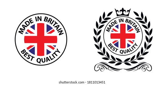 made in Great Britain vector stamp. bagge with Great Britain flag