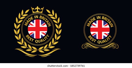 Made In Great Britain Vector Stamp. Bagge With Great Britain Flag