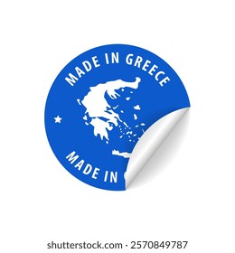 Made in Greece - Country Map Sticker. Best Quality. Original Product. Vector illustration.