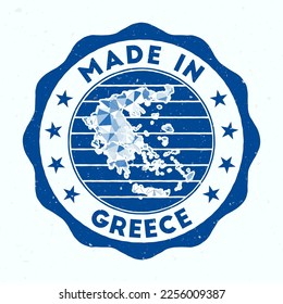 Made In Greece. Country round stamp. Seal of Greece with border shape. Vintage badge with circular text and stars. Vector illustration. - Shutterstock ID 2256009387
