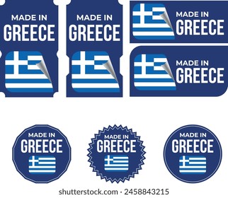 Made in Greece. Greece flag, Tag, Seal, Stamp, Flag, Icon vector