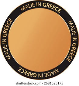 made in Greece - Anuncio de Botón redondo de color dorado con marco negro - insignia dorada