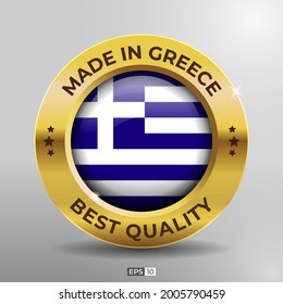 Etiquetado, logotipo, sello Bandera redonda de mejor calidad con efecto Glossy de oro elegante en 3D