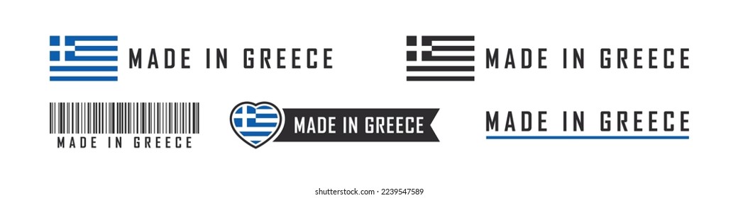 Made in Greece logo or labels. Greece product emblems. Vector illustration