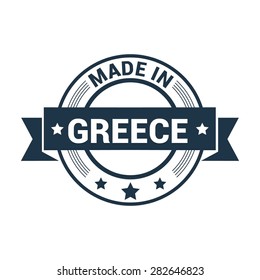 Made in Greece - Round blue rubber stamp design isolated on white background. vector illustration vintage texture. Vector illustration